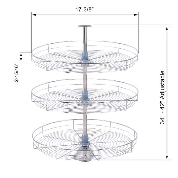 Dowell Lazy Susan 18" Diameter 360 Degree Triple Rack Stainless Steel